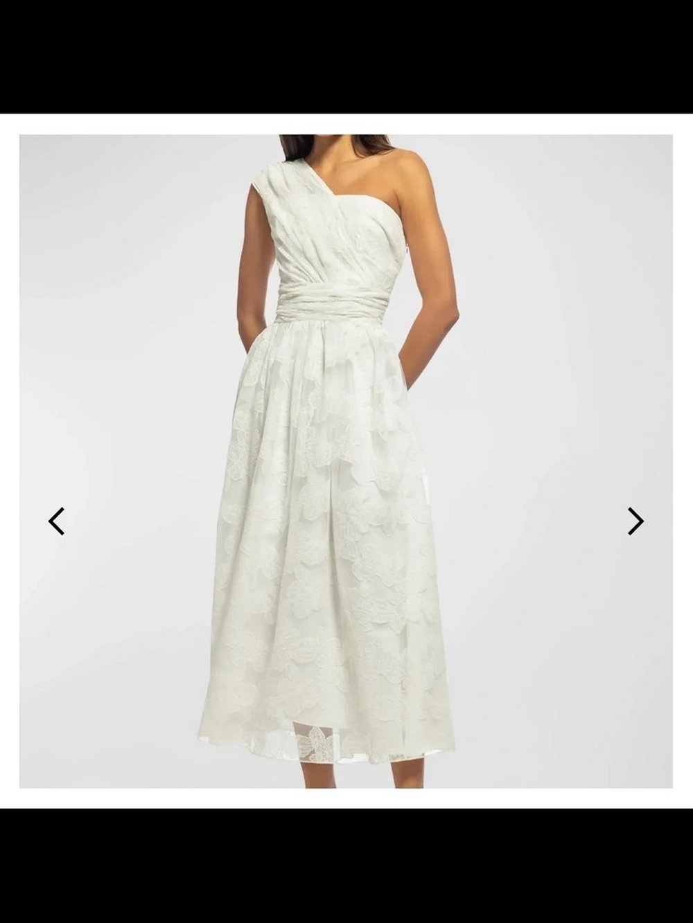 Shoshanna Ivory One-Shoulder Lace Midi Dress